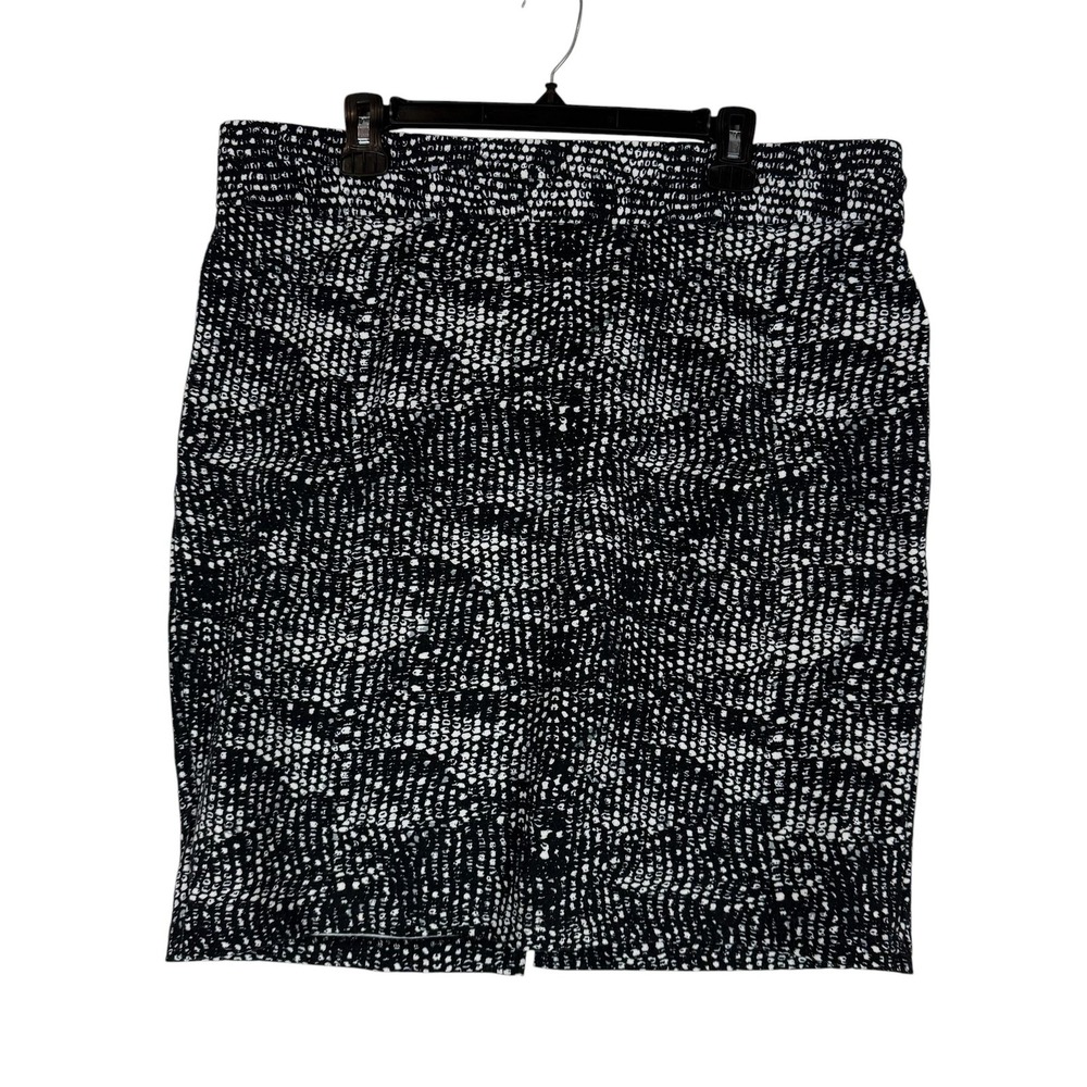 Grace Elements Skirt Womens XL Black White Geometric Pencil Knit Stretch Work